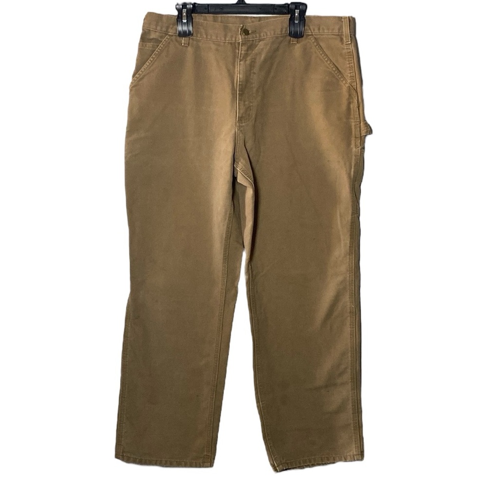 Carhartt Work Pants Mens 38x32 Tan Brown B11CBR Canvas Carpenter Dungaree Fit